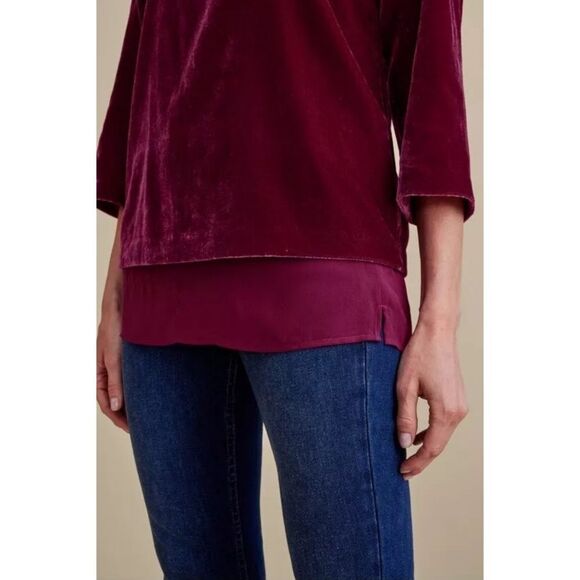 SOFT SURROUNDINGS MILLIE VELVET TUNIC  DARK FUCHSIA Plus Size 2X 3X - Picture 3 of 5